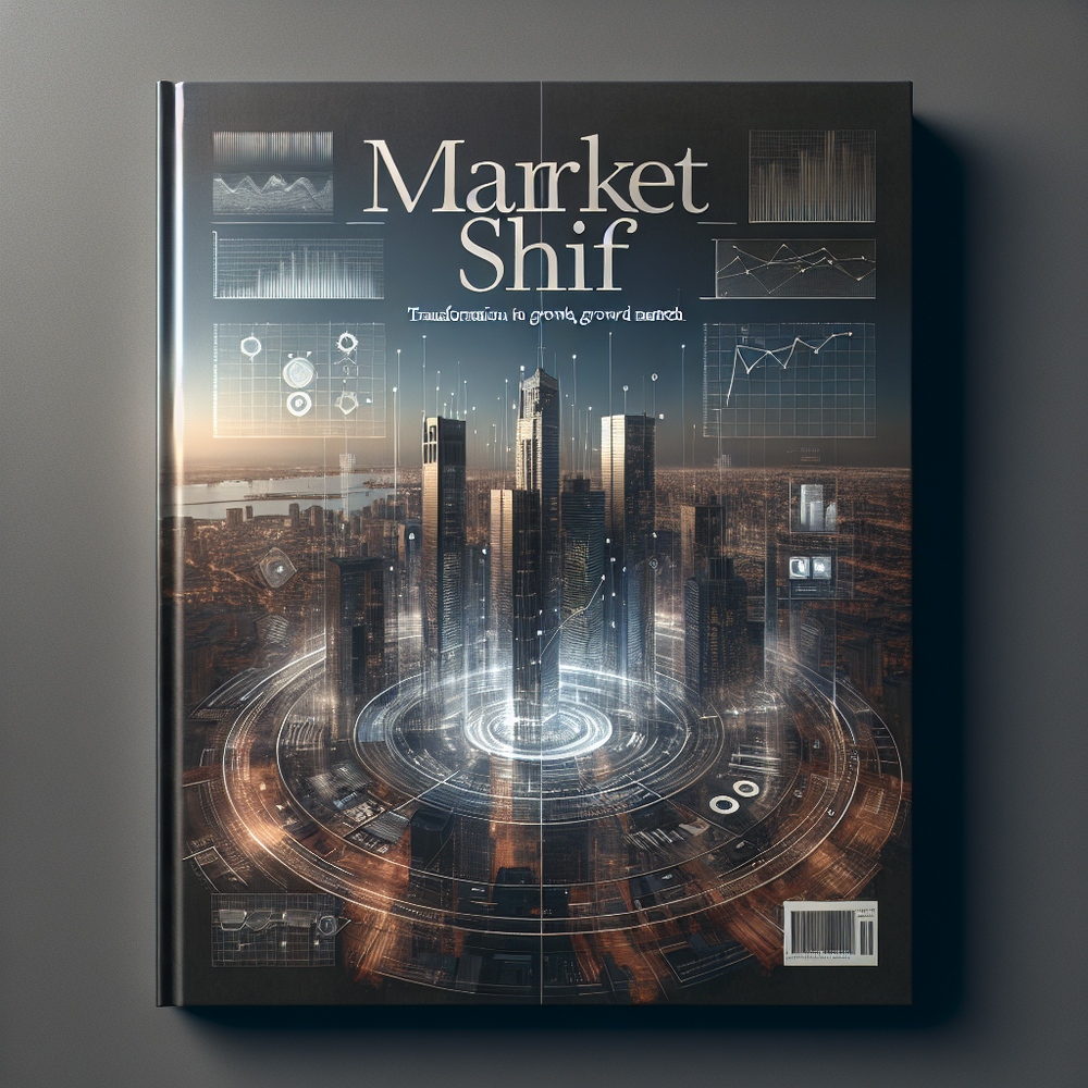 Book cover titled 'Market Shif' featuring a futuristic city skyline with data visuals.