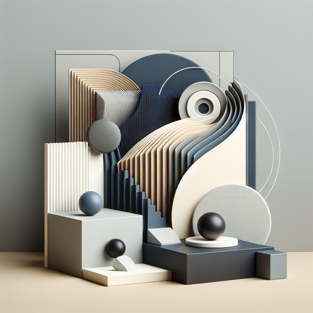 An abstract composition featuring geometric shapes in muted tones.