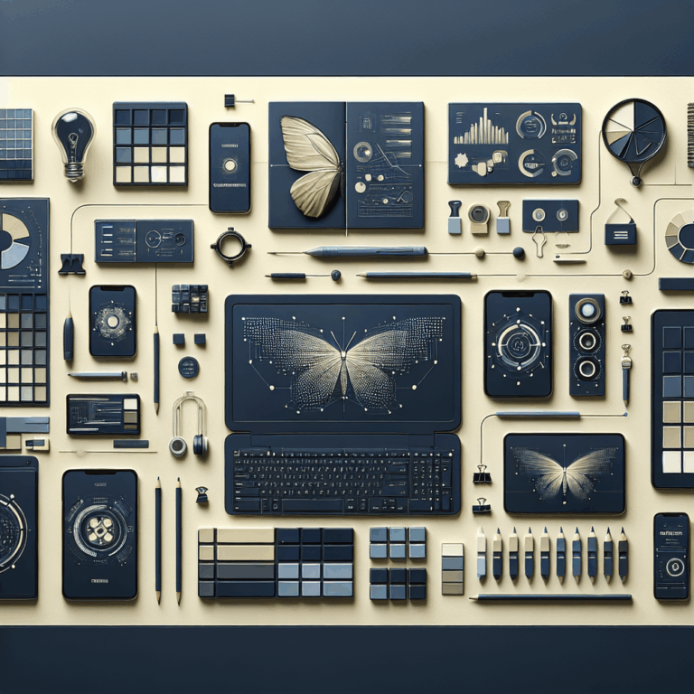 Ambiente de trabalho minimalista com luz suave, referência a tecnologia e dados.