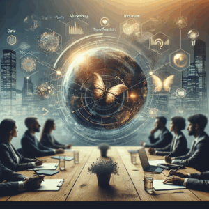 Cena minimalista representando transformação digital e inovação em marketing