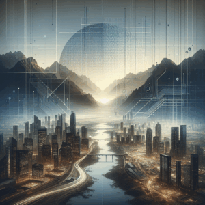 Ambiente minimalista com elementos digitais representando evolução do marketing martech.