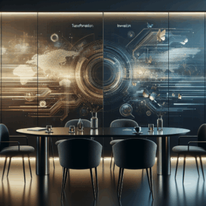 Espaço digital abstrato simbolizando tendências e inovação em plataformas de marketing.