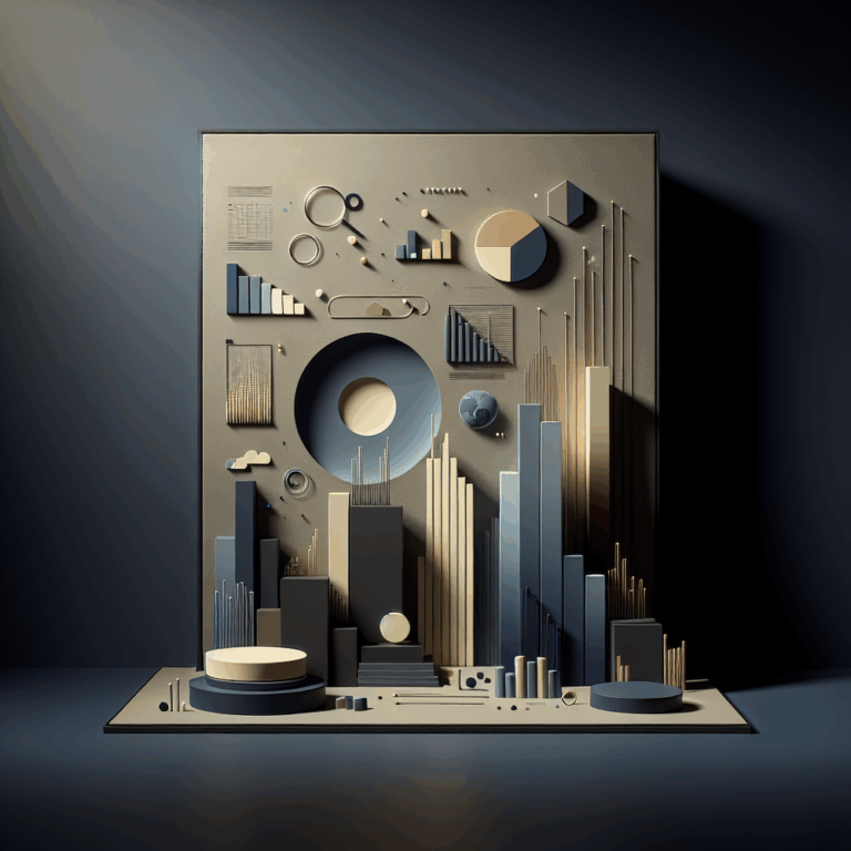 Ambiente futurista minimalista com luz suave, cores azul escuro, cinza e dourado.