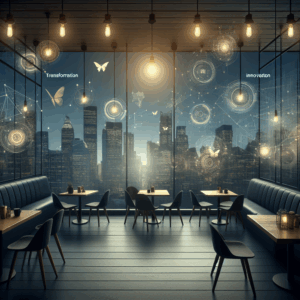 Painel abstrato de dados digitais se transformando em métricas detalhadas sobre fundo azul escuro