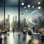 Painel digital abstrato com gráficos de dados em tempo real e cores sofisticadas