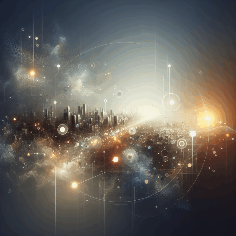 Painéis de dados digitais e elementos de marca em ambiente sofisticado e futurista