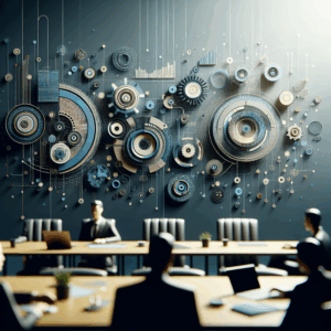 Representação visual de data centers em órbita, conectando tecnologia, AI e marketing