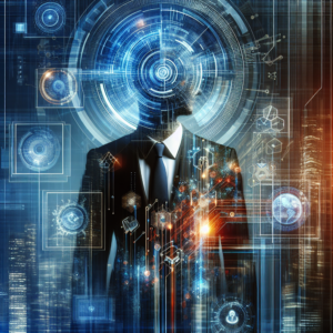 Painéis digitais abstratos conectados sugerindo estratégia de marketing