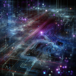 Ilustração conceitual de fluxo de dados e busca inteligente representando transformação digital e autoridade em zero-click search