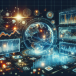 Graficos de dados evoluindo da pesquisa tradicional analogica para analise digital moderna com IA e big data.