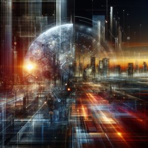 Painéis de dados iluminados em um escritório moderno de tecnologia